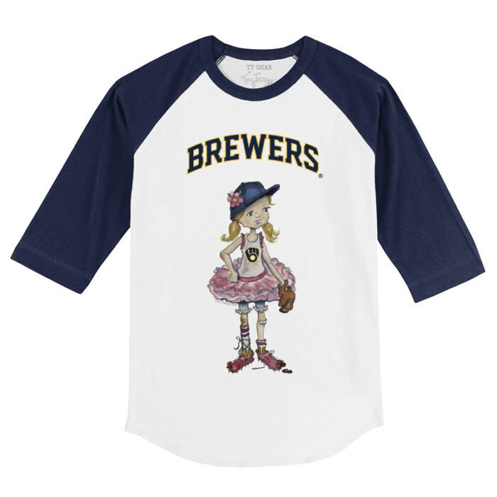 Milwaukee Brewers Babes 3/4 Navy Blue Sleeve Raglan Shirt
