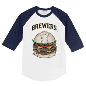Milwaukee Brewers Burger 3/4 Navy Sleeve Raglan Shirt