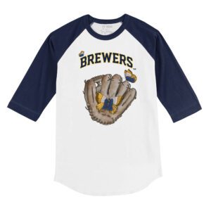 Milwaukee Brewers Butterfly Glove 3/4 Navy Blue Sleeve Raglan Shirt