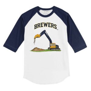 Milwaukee Brewers Excavator 3/4 Navy Blue Sleeve Raglan Shirt