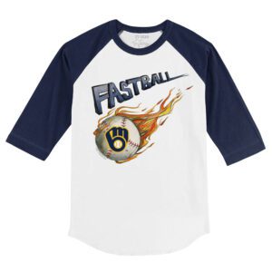 Milwaukee Brewers Fastball 3/4 Navy Blue Sleeve Raglan Shirt