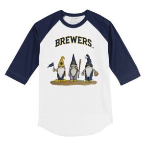 Milwaukee Brewers Gnomes 3/4 Navy Blue Sleeve Raglan Shirt