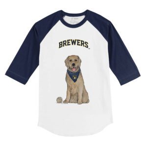 Milwaukee Brewers Golden Retriever 3/4 Navy Blue Sleeve Raglan Shirt
