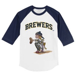 Milwaukee Brewers Kate the Catcher 3/4 Navy Blue Sleeve Raglan Shirt