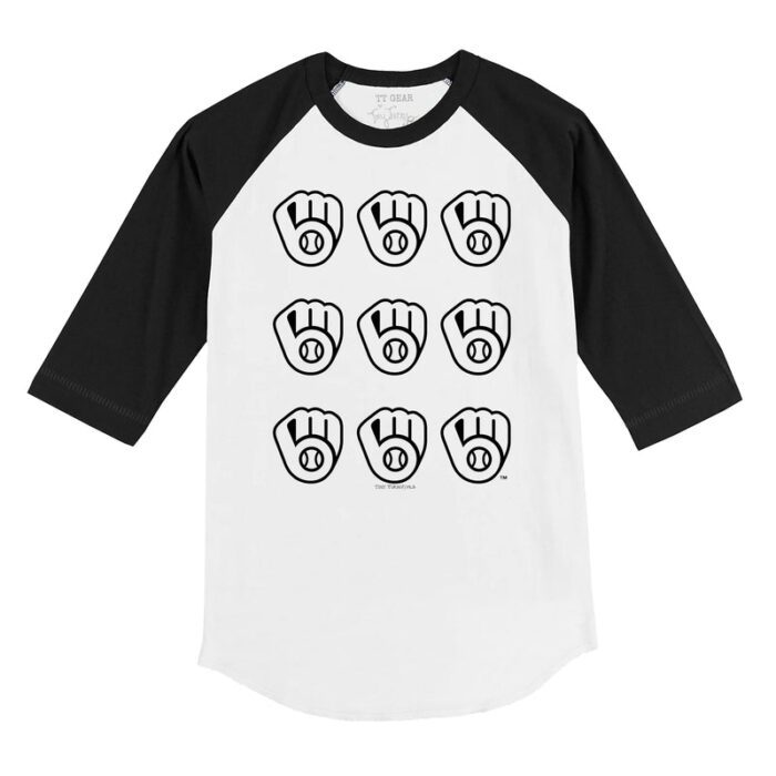 Milwaukee Brewers Logo Grid 3/4 Black Sleeve Raglan Shirt