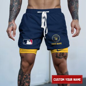 Milwaukee Brewers MLB Personalized Double Layer Shorts WDS1143