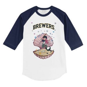 Milwaukee Brewers Mermaid 3/4 Navy Blue Sleeve Raglan Shirt