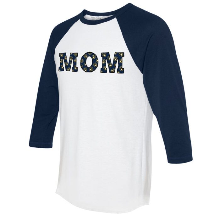 Milwaukee Brewers Mom 3/4 Navy Blue Sleeve Raglan Shirt
