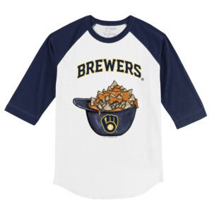Milwaukee Brewers Nacho Helmet 3/4 Navy Blue Sleeve Raglan Shirt