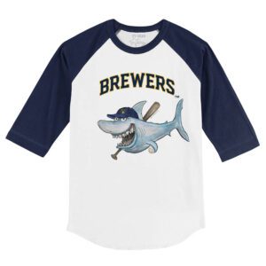 Milwaukee Brewers Shark 3/4 Navy Blue Sleeve Raglan Shirt