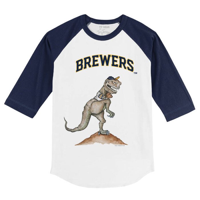 Milwaukee Brewers TT Rex 3/4 Navy Blue Sleeve Raglan Shirt