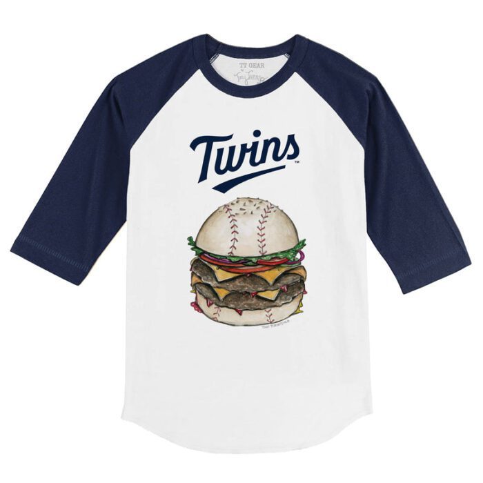 Minnesota Twins Burger 3/4 Navy Sleeve Raglan Shirt