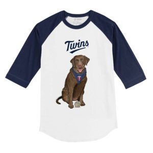 Minnesota Twins Chocolate Labrador Retriever 3/4 Navy Blue Sleeve Raglan Shirt