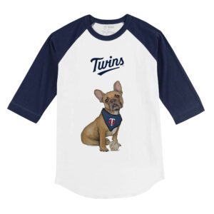 Minnesota Twins French Bulldog 3/4 Navy Blue Sleeve Raglan Shirt