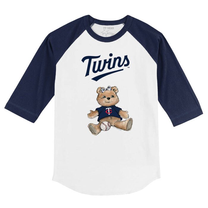 Minnesota Twins Girl Teddy 3/4 Navy Blue Sleeve Raglan Shirt