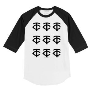 Minnesota Twins Logo Grid 3/4 Black Sleeve Raglan Shirt