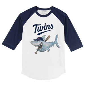 Minnesota Twins Shark 3/4 Navy Blue Sleeve Raglan Shirt