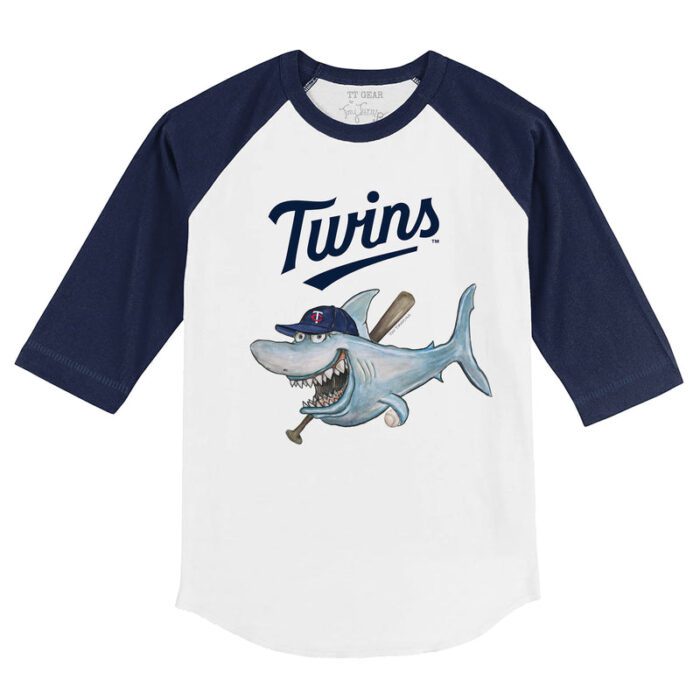 Minnesota Twins Shark 3/4 Navy Blue Sleeve Raglan Shirt
