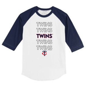 Minnesota Twins Stacked 3/4 Navy Blue Sleeve Raglan Shirt