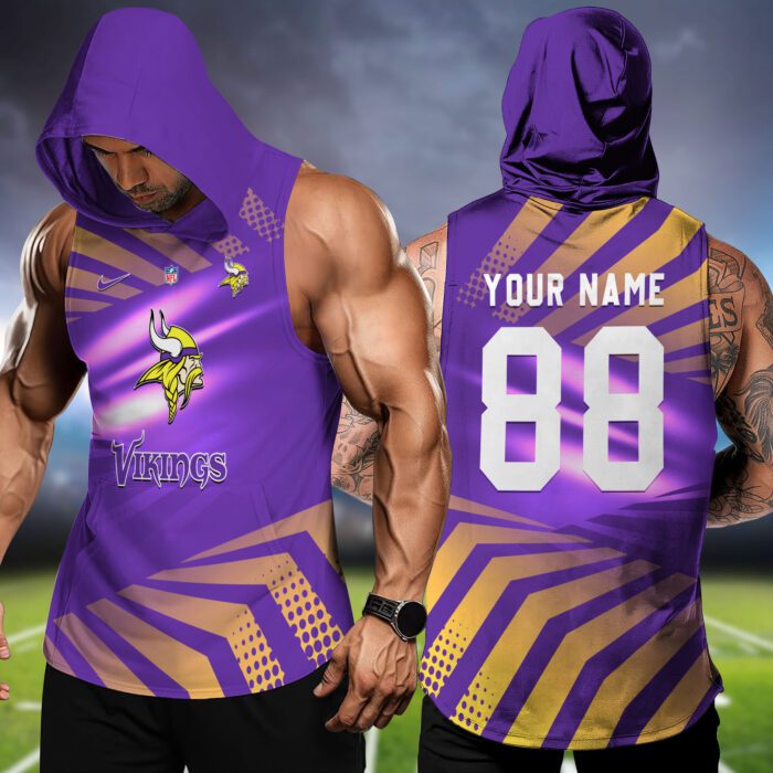 Minnesota Vikings NFL Hoodie Tank Top Workout Outfit WHT1211