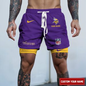 Minnesota Vikings NFL Personalized Double Layer Shorts For Fans WDS1084