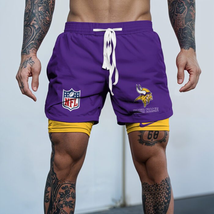 Minnesota Vikings NFL Personalized Double Layer Shorts WDS1120