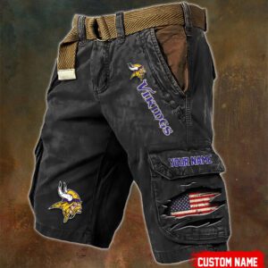 Minnesota Vikings NFL Vintage Pocket Print Cargo Shorts V2 MCS1218