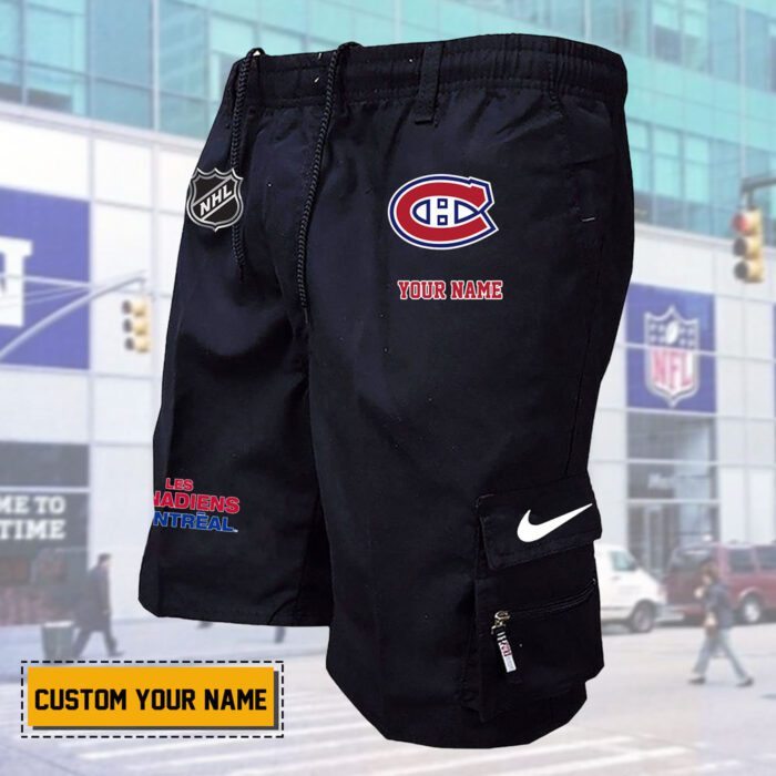 Montreal Canadiens NHL Custom Name Multi pocket Mens Cargo Shorts Outdoor Shorts WNH1014