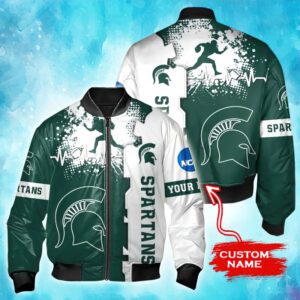 NCAA Michigan State Spartans Tide Custom Name Bomber Jacket