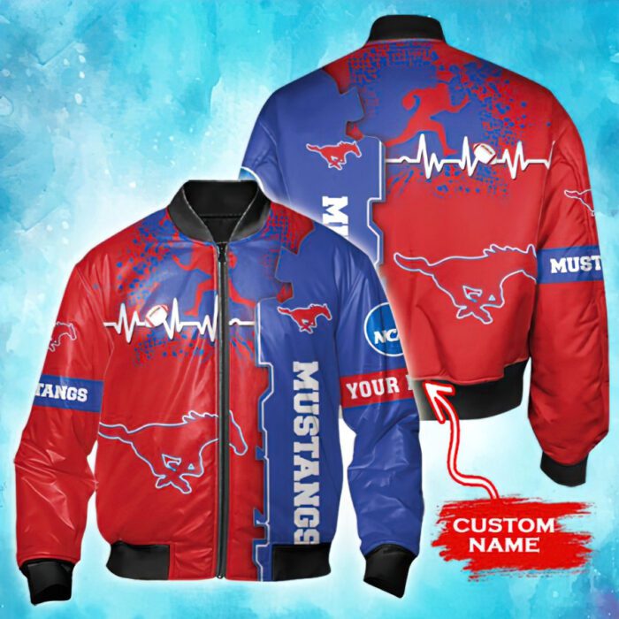 NCAA SMU Mustangs Tide Custom Name Bomber Jacket