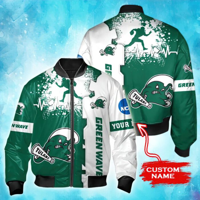 NCAA Tulane Green Wave Tide Custom Name Bomber Jacket