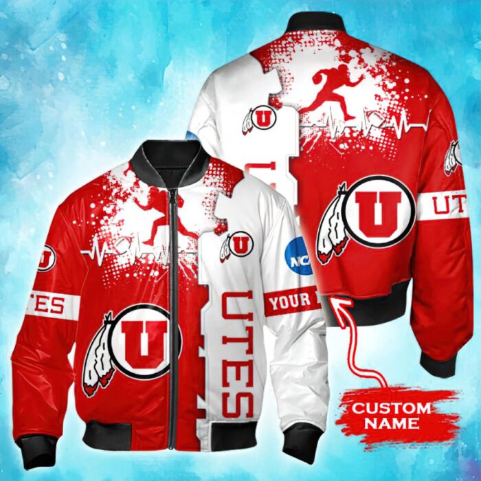 NCAA Utah Utes Tide Custom Name Bomber Jacket