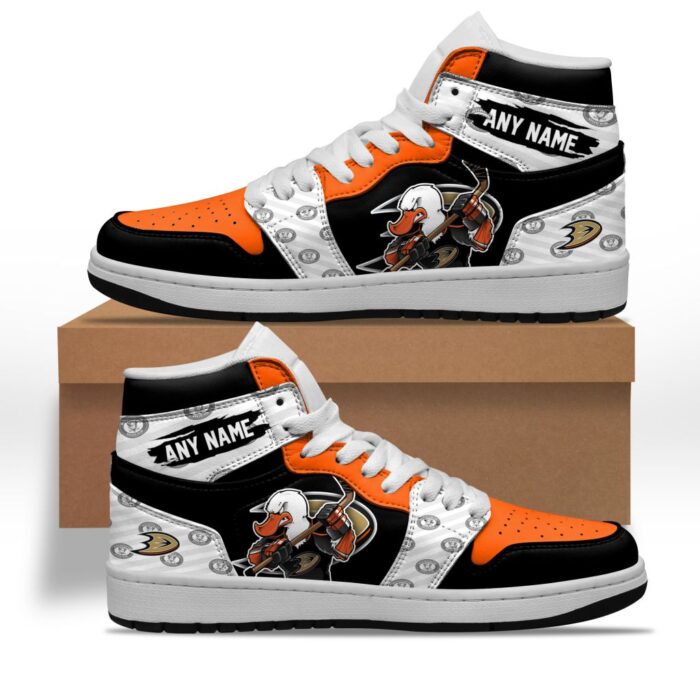 NHL Anaheim Ducks Team Mascot Design Jordan High Top Sneakers JD1 Shoes FJD1036