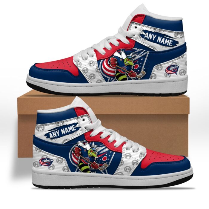 NHL Columbus Blue Jackets Team Mascot Design Jordan High Top Sneakers JD1 Shoes FJD1007