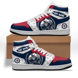 NHL Winnipeg Jets Team Mascot Design Jordan High Top Sneakers JD1 Shoes FJD1012
