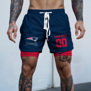 New England Patriots NFL Double Layer Shorts Custom Your Name And Number WDS1054