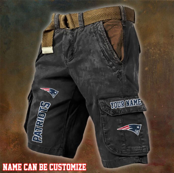 New England Patriots NFL Pocket Print Cargo Shorts V2 Custom Name For Fans MCS1284