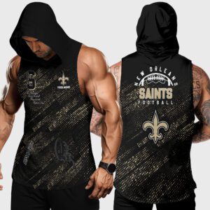New Orleans Saints NFL Men Workout Hoodie Tank Tops Custom Name WHT1086