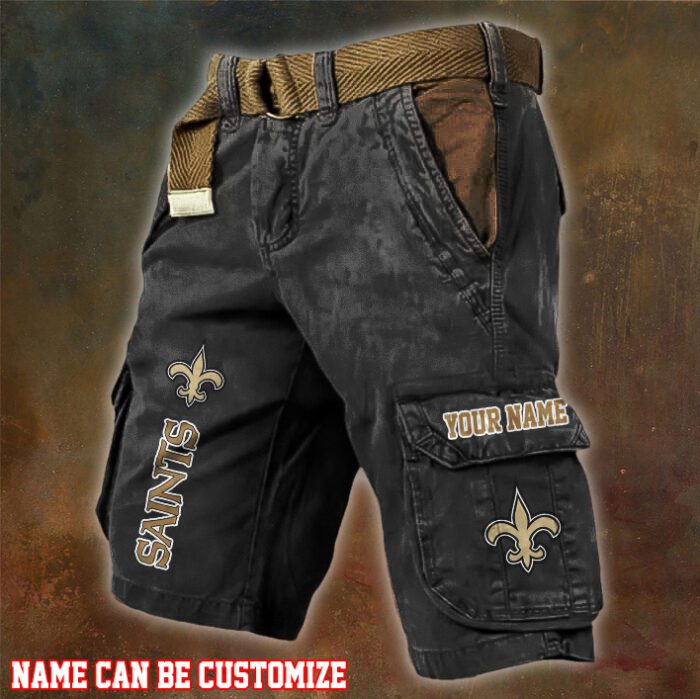 New Orleans Saints NFL Pocket Print Cargo Shorts V2 Custom Name For Fans MCS1283