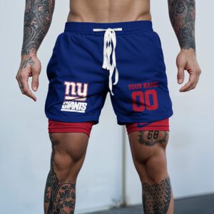 New York Giants NFL Double Layer Shorts Custom Your Name And Number WDS1055
