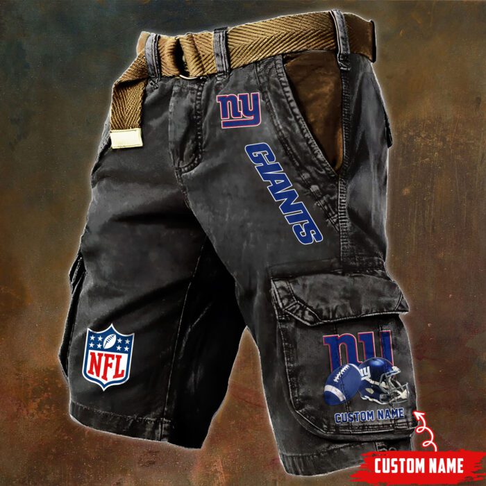 New York Giants NFL Football Custom Name Pocket Print Cargo Shorts V2 Perfect Gift For Fans MCS1254