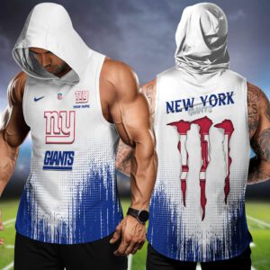 New York Giants NFL Hoodie Tank Top Workout Outfit WHT1185