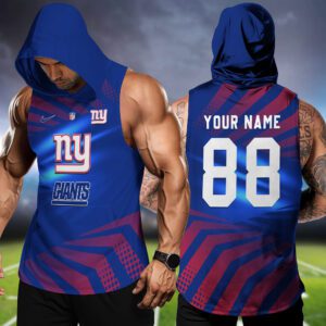 New York Giants NFL Hoodie Tank Top Workout Outfit WHT1213