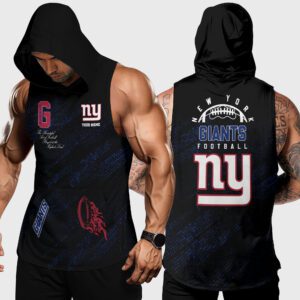 New York Giants NFL Men Workout Hoodie Tank Tops Custom Name WHT1088
