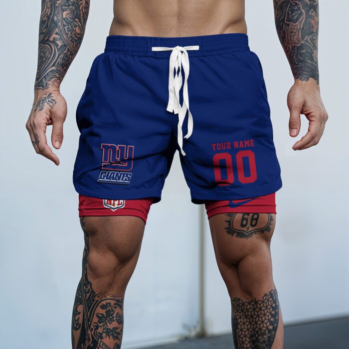 New York Giants NFL New Personalized Double Layer Shorts WDS1022