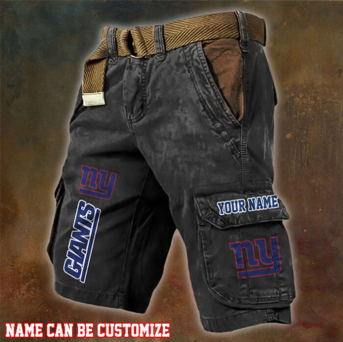 New York Giants NFL Pocket Print Cargo Shorts V2 Custom Name For Fans MCS1286