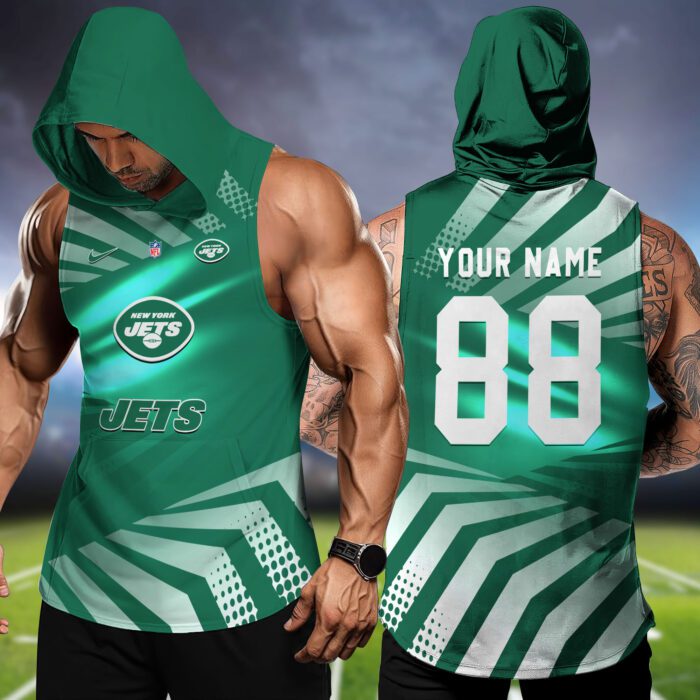 New York Jets NFL Hoodie Tank Top Workout Outfit WHT1216
