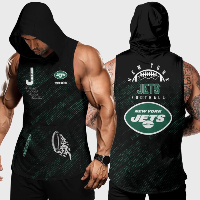 New York Jets NFL Men Workout Hoodie Tank Tops Custom Name WHT1087