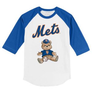 New York Mets Boy Teddy 3/4 Royal Blue Sleeve Raglan Shirt
