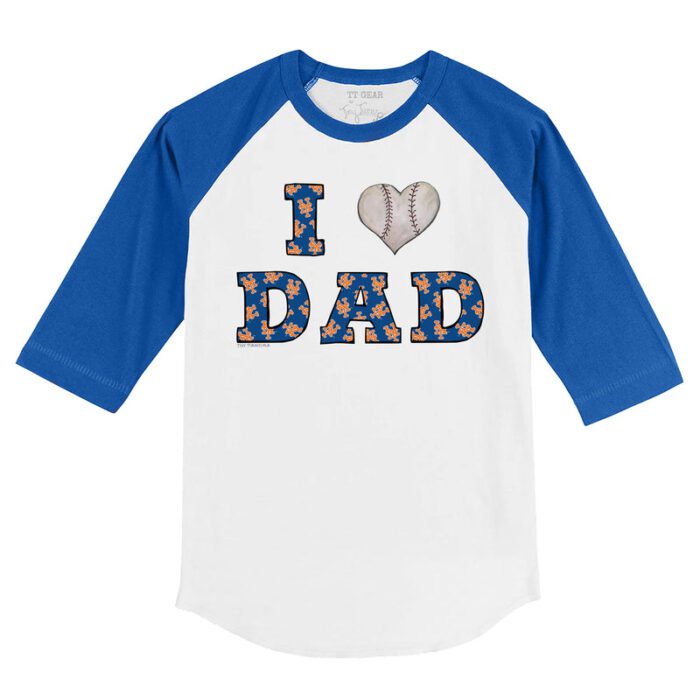 New York Mets I Love Dad 3/4 Royal Blue Sleeve Raglan Shirt